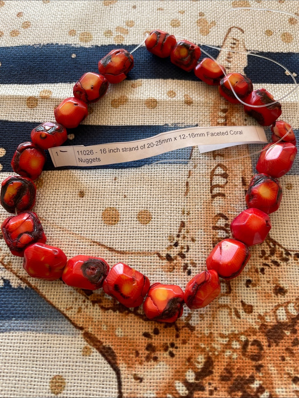 JEWELRY MAKING  SUPPLIES  22 Faceted Coral Nugget Necklace -